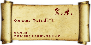 Kordos Acicét névjegykártya